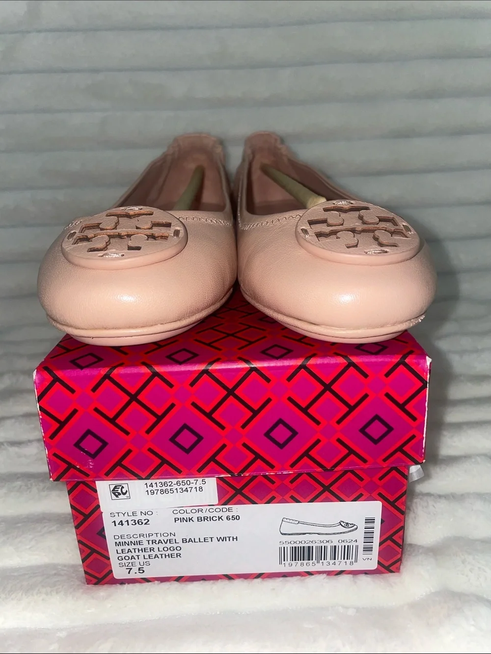 NIB Tory Burch Minnie Travel Ballet in Pink Brick- Women’s size 7.5